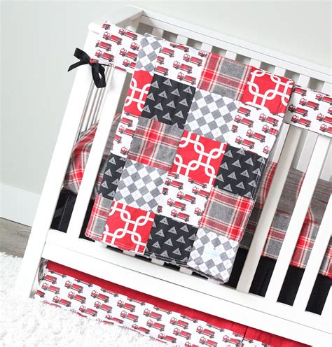 red and black baby boy bedding